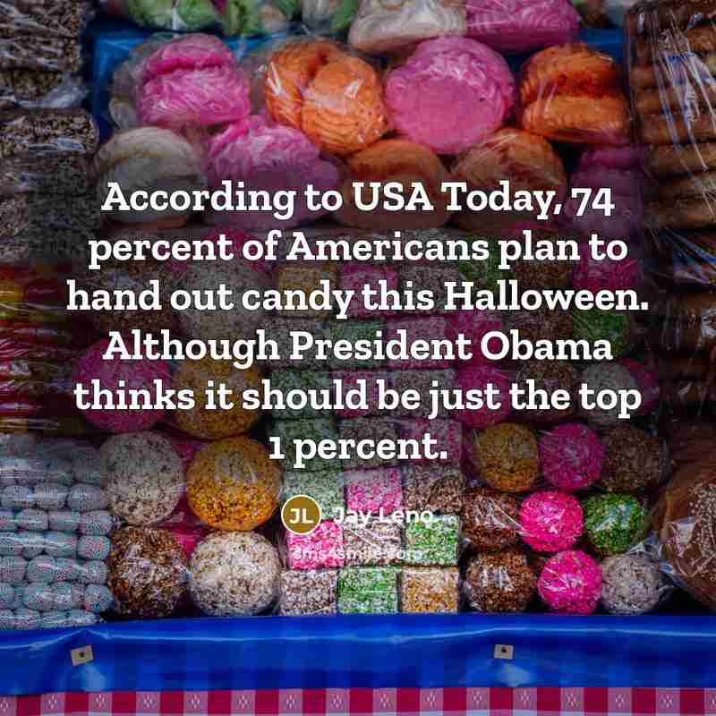 “According to USA Today, 74 percent of Americans plan to…” quote by Jay Leno