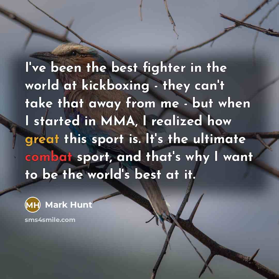 “I've been the best fighter in the world at kickboxing…” quote by Mark Hunt