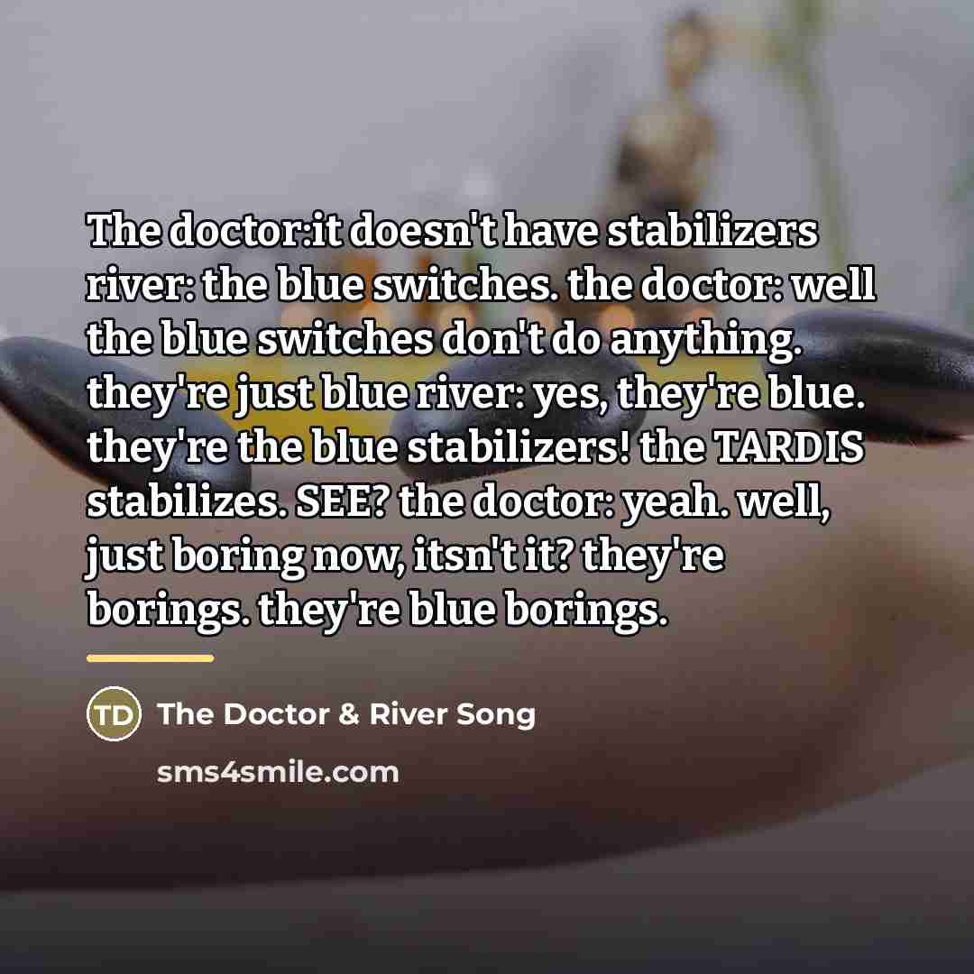 “The doctor:it doesn't have stabilizers river: the blue switches. the…” quote by The Doctor & River Song