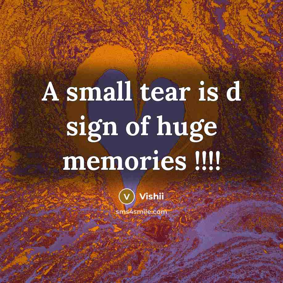 “A small tear is d sign of huge memories !!!!…” quote by Vishii