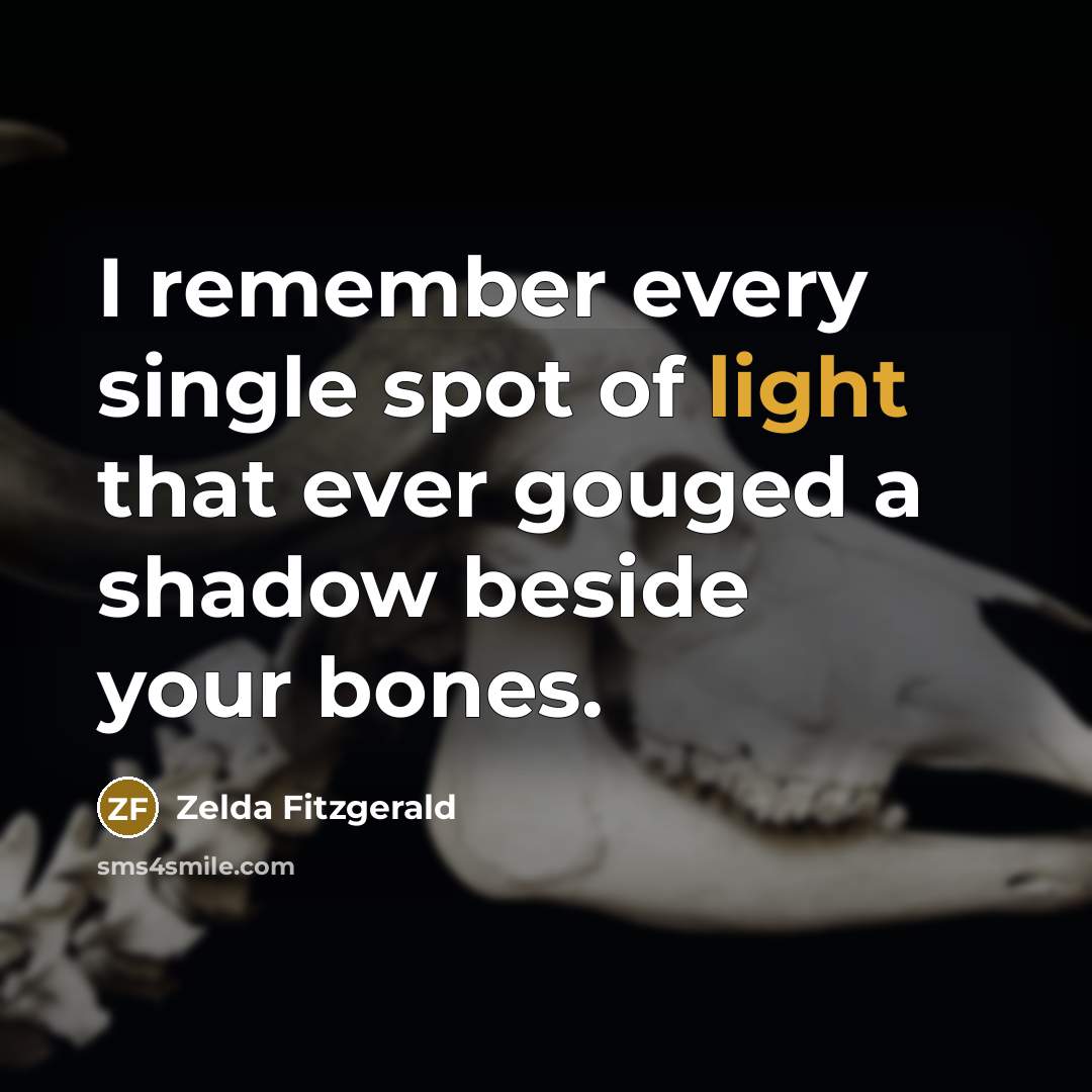“I remember every single spot of light that ever gouged…” quote by Zelda Fitzgerald