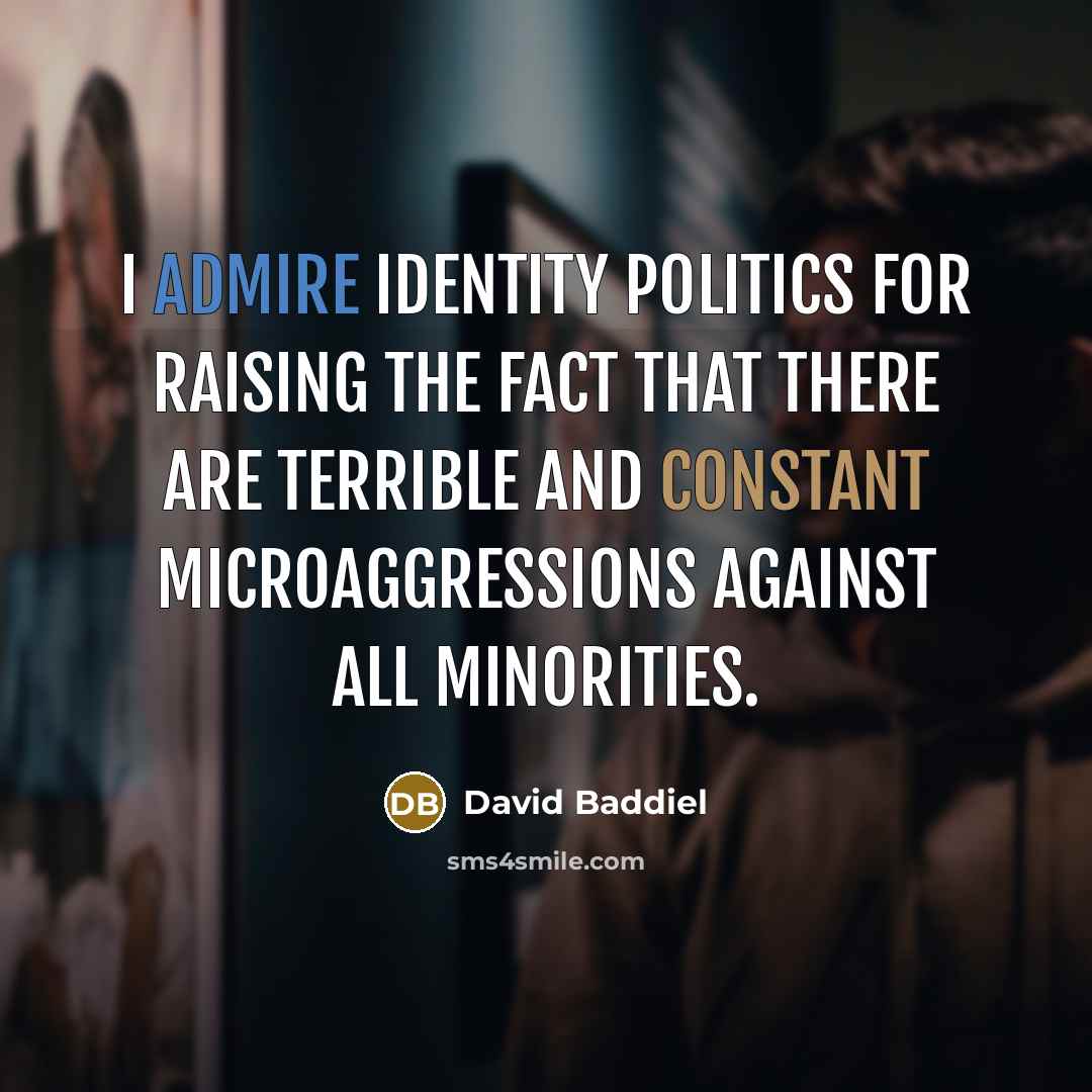 “I admire identity politics for raising the fact that there…” quote by David Baddiel