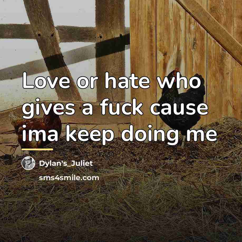 “Love or hate who gives a fuck cause ima keep…” quote by Dylan's_Juliet