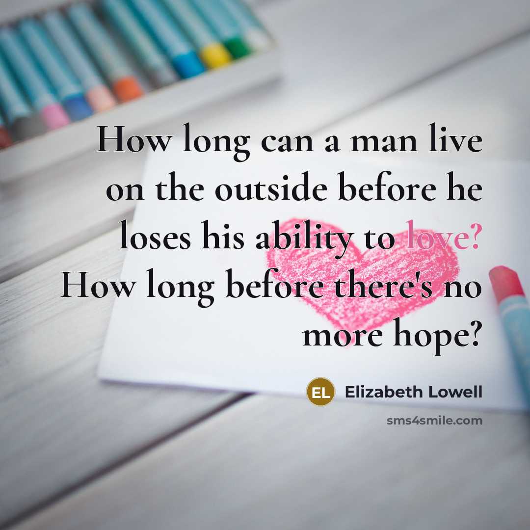 “How long can a man live on the outside before…” quote by Elizabeth Lowell