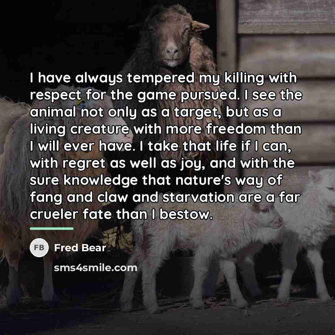 “I have always tempered my killing with respect for the…” quote by Fred Bear