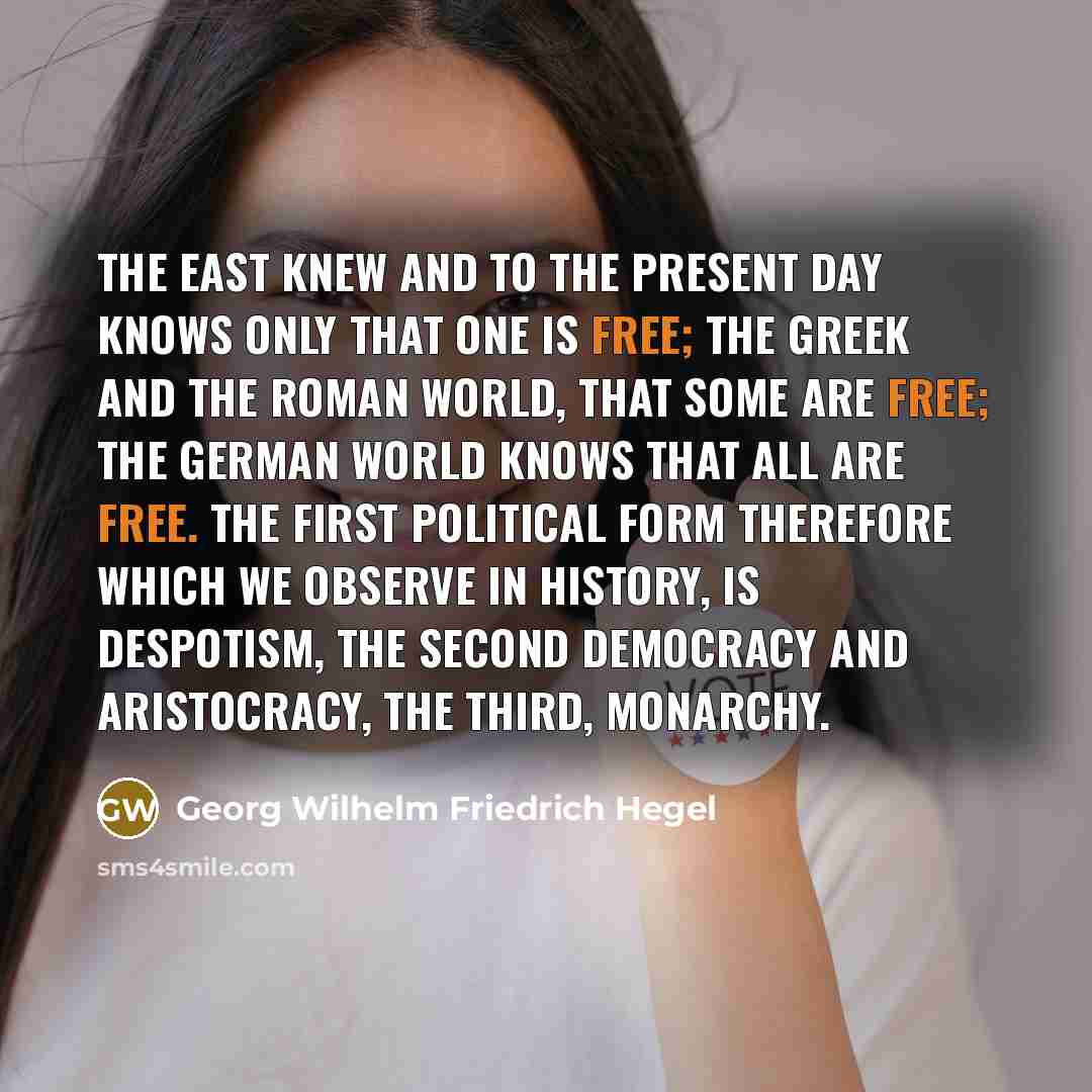 “The East knew and to the present day knows only…” quote by Georg Wilhelm Friedrich Hegel