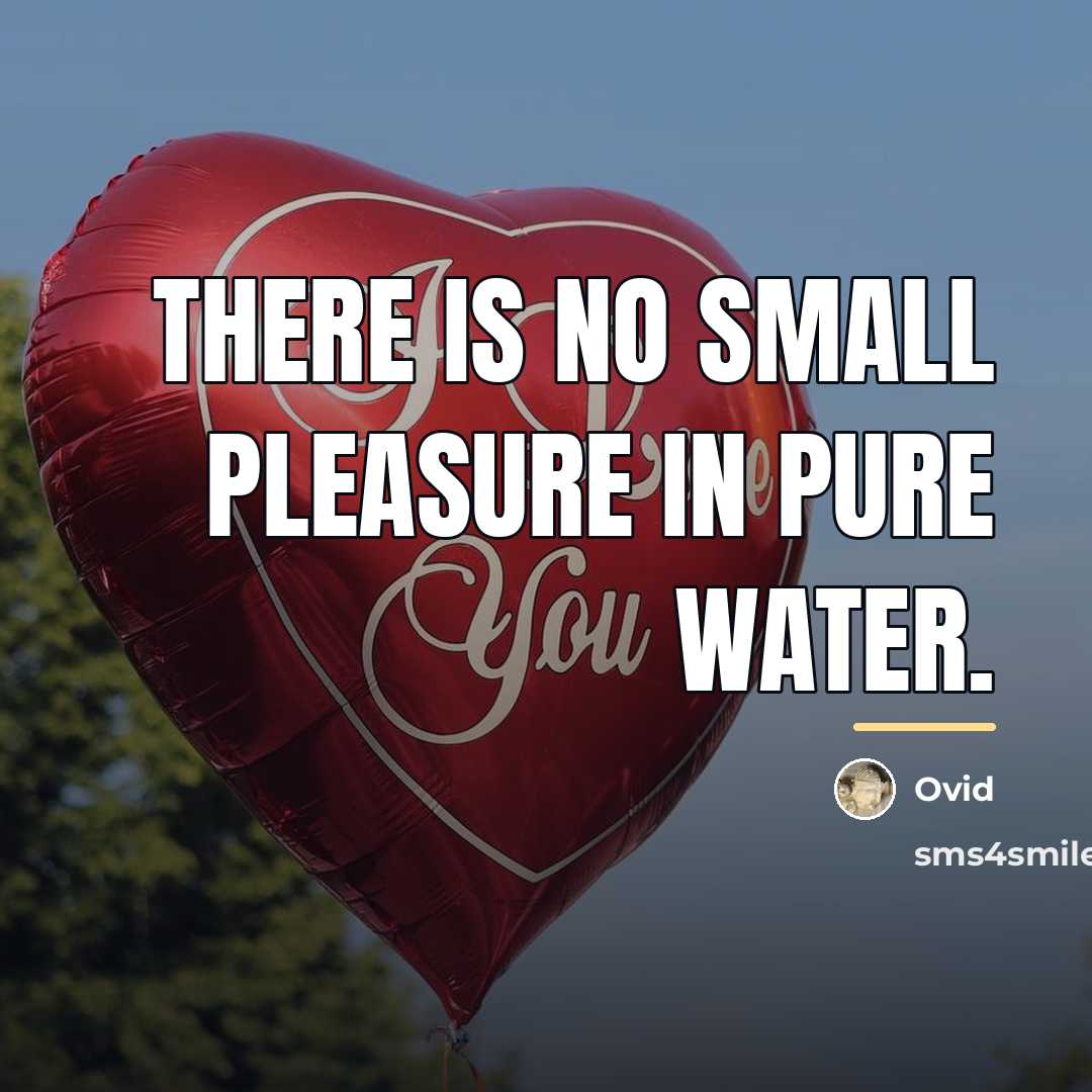“There is no small pleasure in pure water.…” quote by Ovid