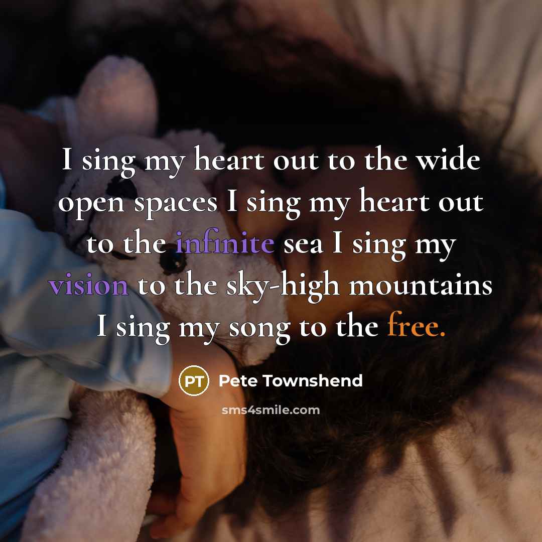 “I sing my heart out to the wide open spaces…” quote by Pete Townshend