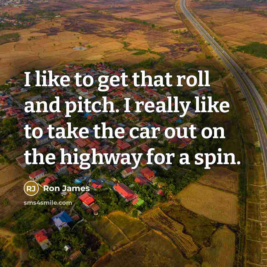 “I like to get that roll and pitch. I really…” quote by Ron James