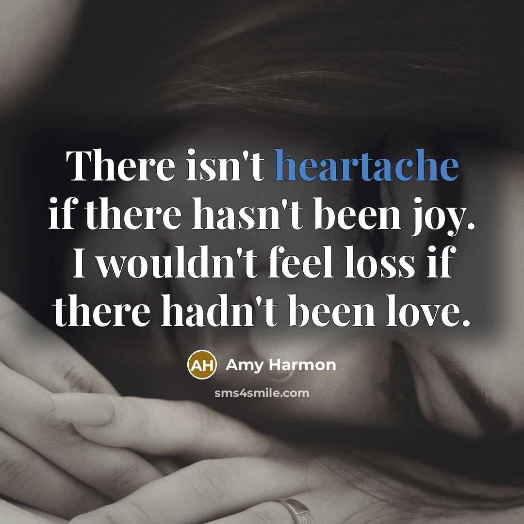 “There isn't heartache if there hasn't been joy. I wouldn't…” quote by Amy Harmon