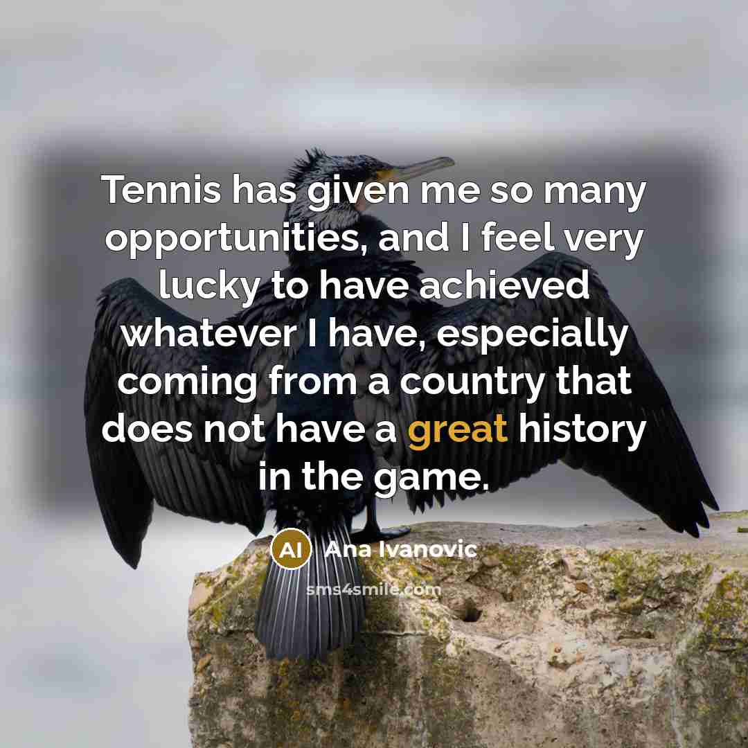 “Tennis has given me so many opportunities, and I feel…” quote by Ana Ivanovic