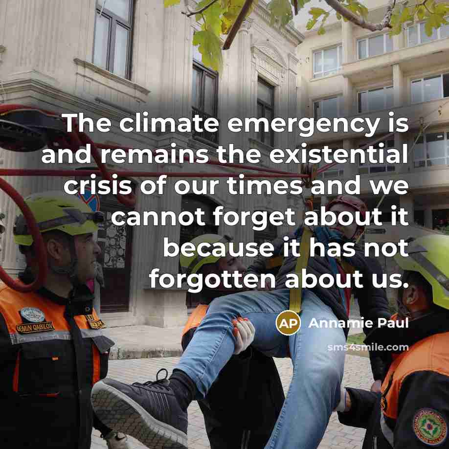 “The climate emergency is and remains the existential crisis of…” quote by Annamie Paul