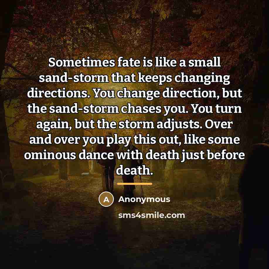 “Sometimes fate is like a small sand-storm that keeps changing…” quote by Anonymous