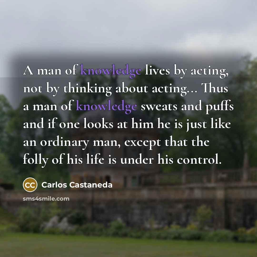 “A man of knowledge lives by acting, not by thinking…” quote by Carlos Castaneda