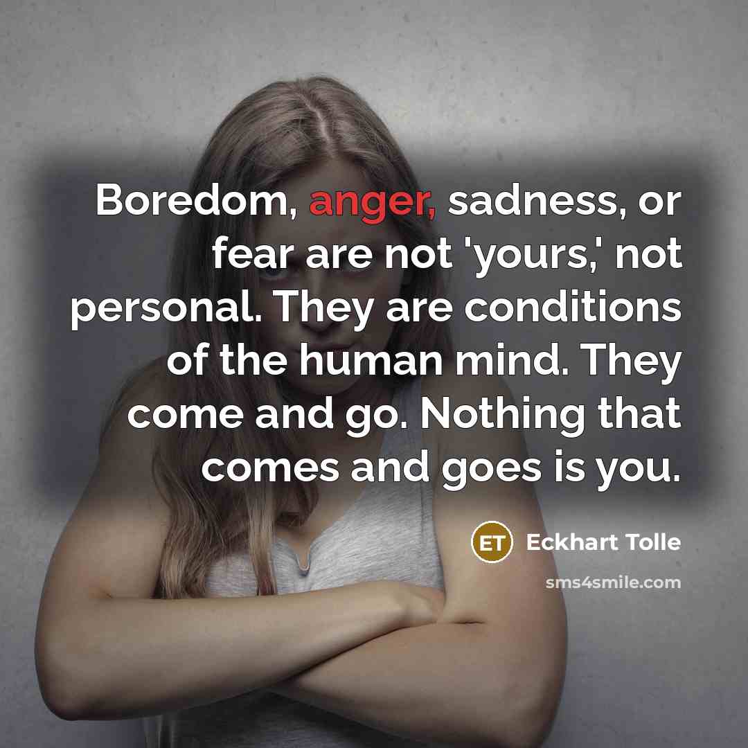 “Boredom, anger, sadness, or fear are not 'yours,' not personal.…” quote by Eckhart Tolle