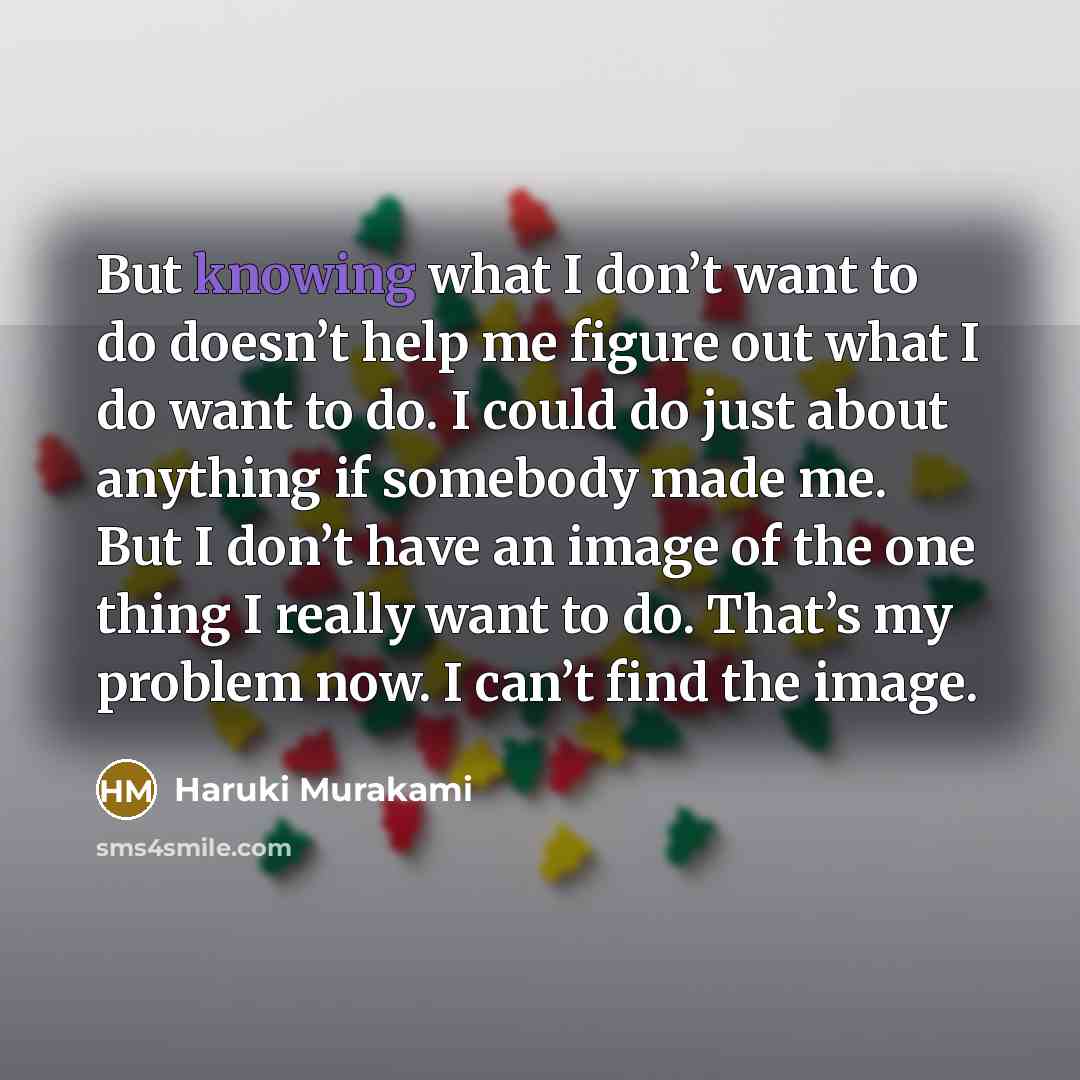 “But knowing what I don’t want to do doesn’t help…” quote by Haruki Murakami