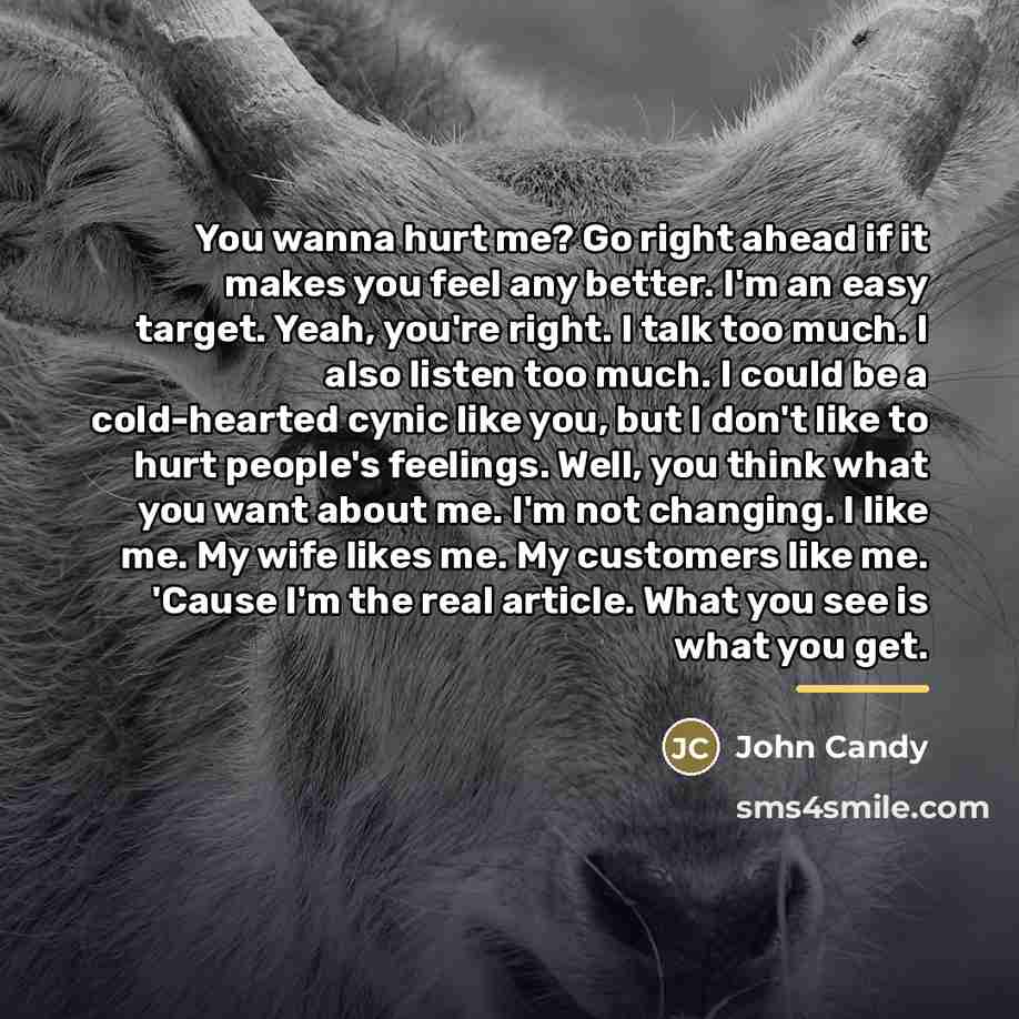 “You wanna hurt me? Go right ahead if it makes…” quote by John Candy