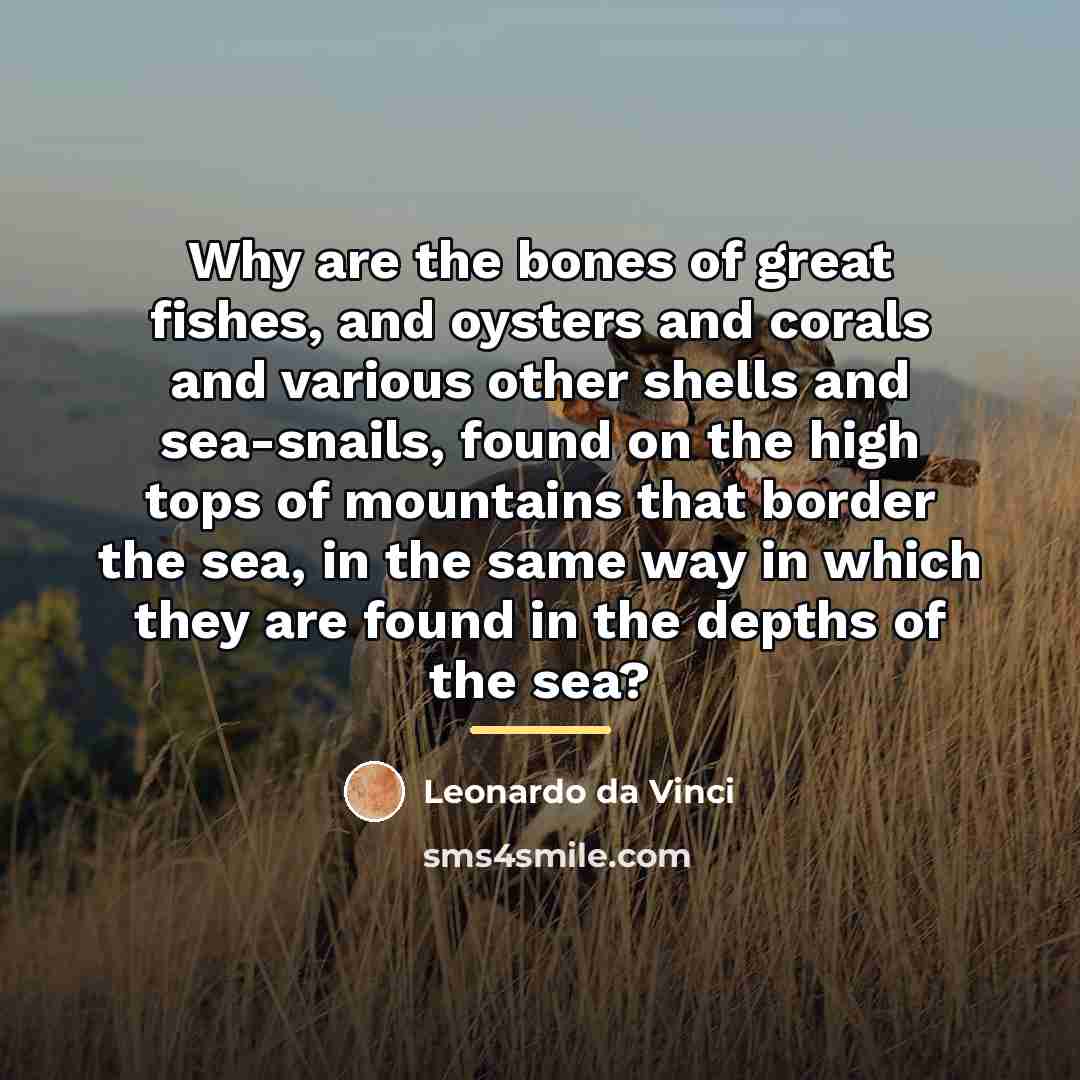 “Why are the bones of great fishes, and oysters and…” quote by Leonardo da Vinci