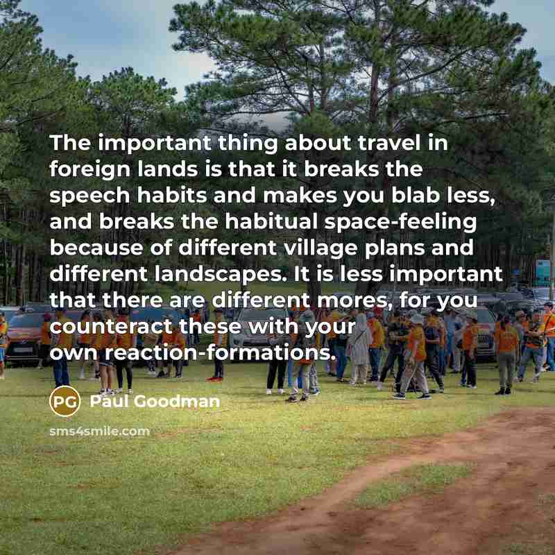 “The important thing about travel in foreign lands is that…” quote by Paul Goodman