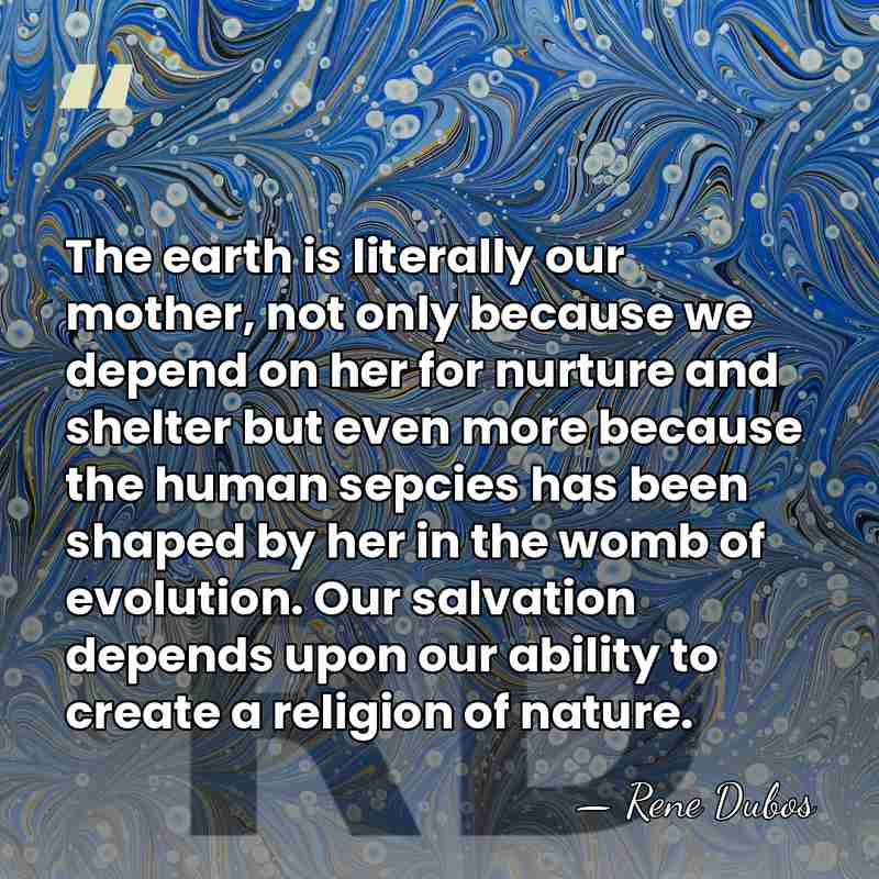 The earth is literally our mother, not only because we depend on&hellip; - Rene Dubos