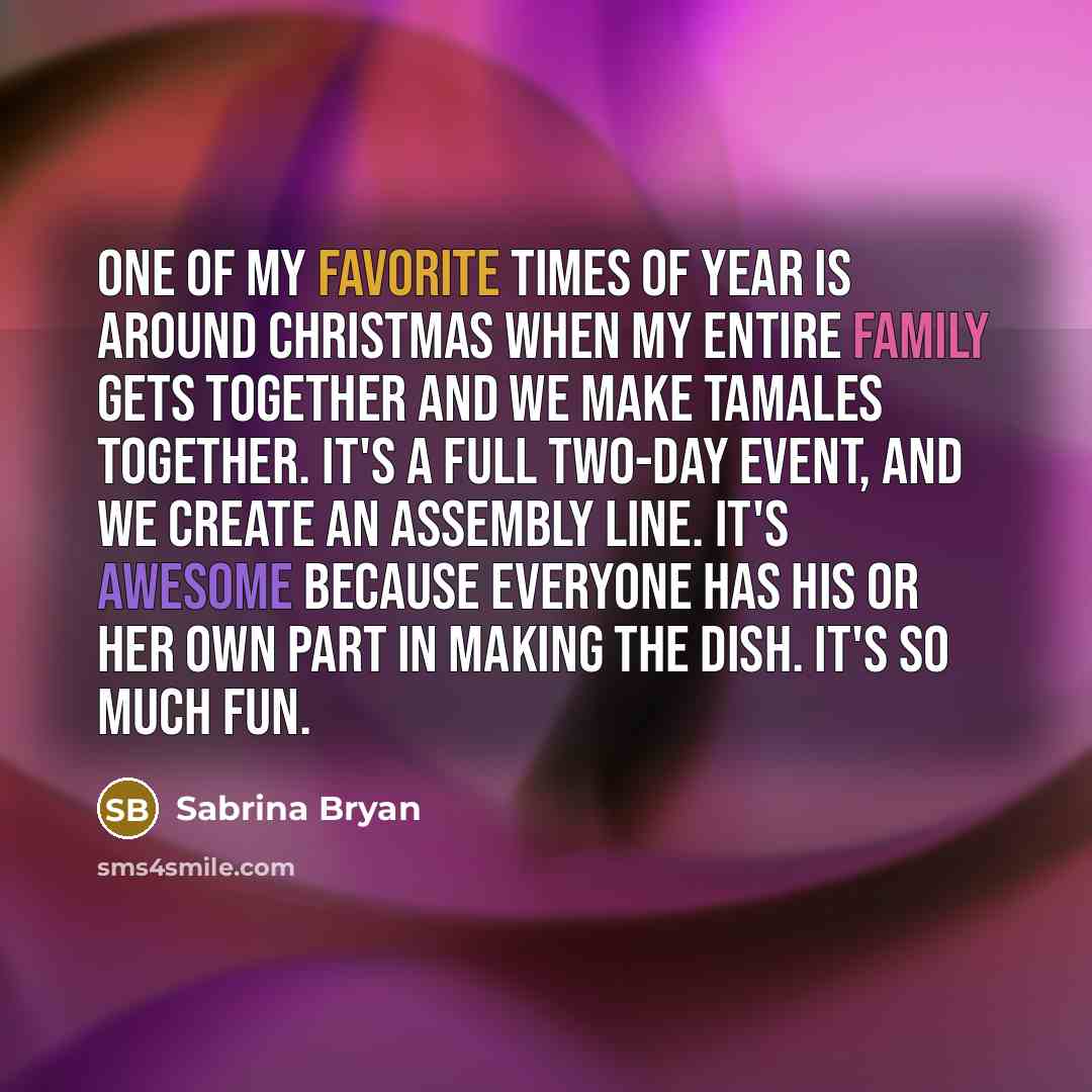“One of my favorite times of year is around Christmas…” quote by Sabrina Bryan