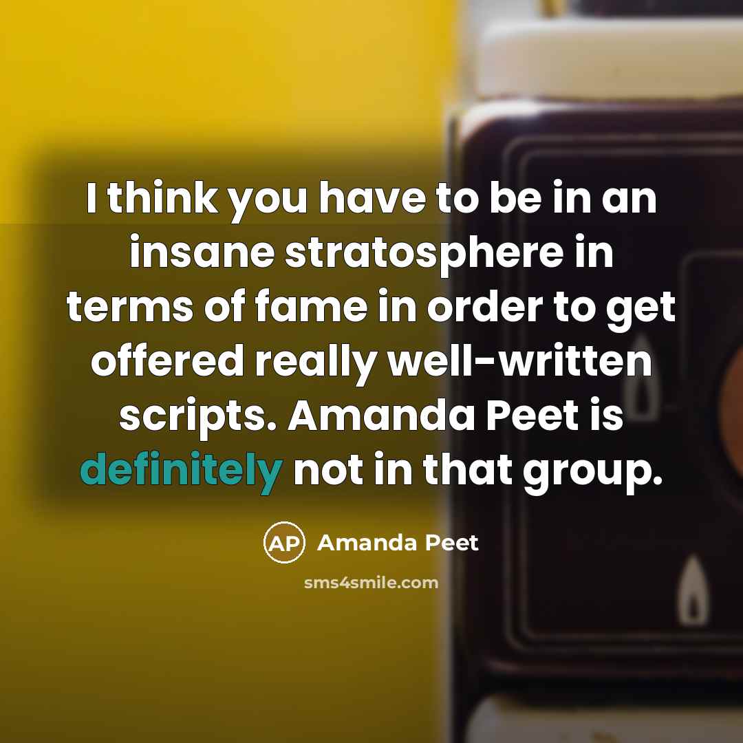 “I think you have to be in an insane stratosphere…” quote by Amanda Peet
