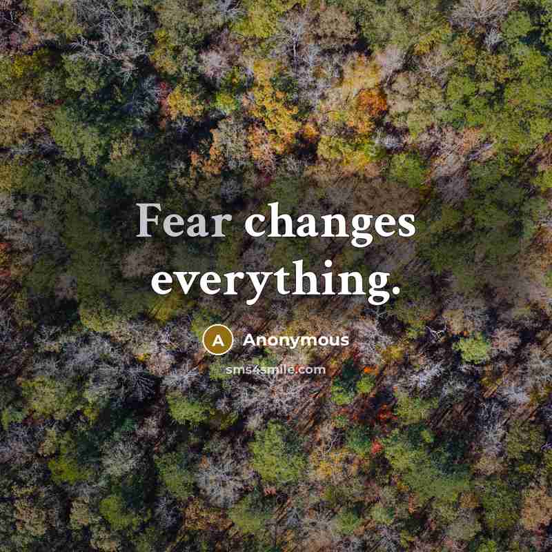 “Fear changes everything.” quote by Anonymous