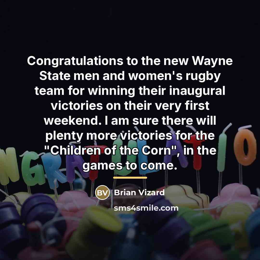 “Congratulations to the new Wayne State men and women's rugby…” quote by Brian Vizard