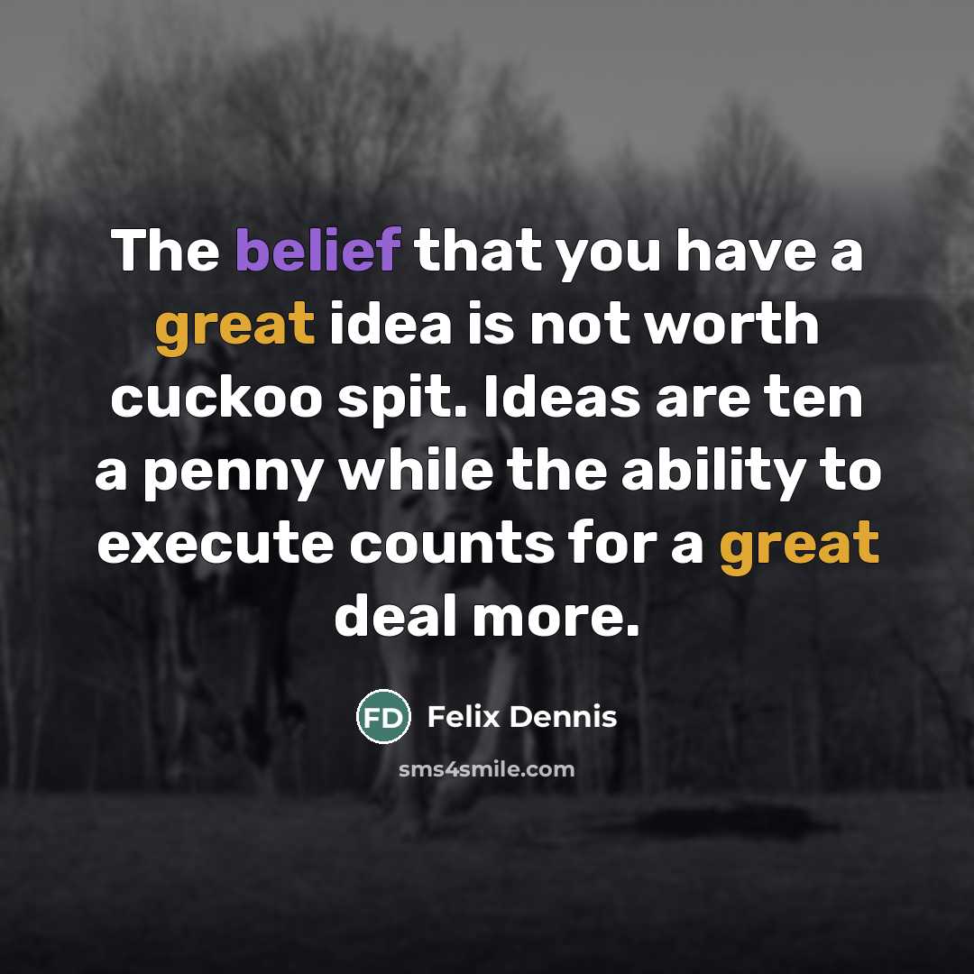 “The belief that you have a great idea is not…” quote by Felix Dennis