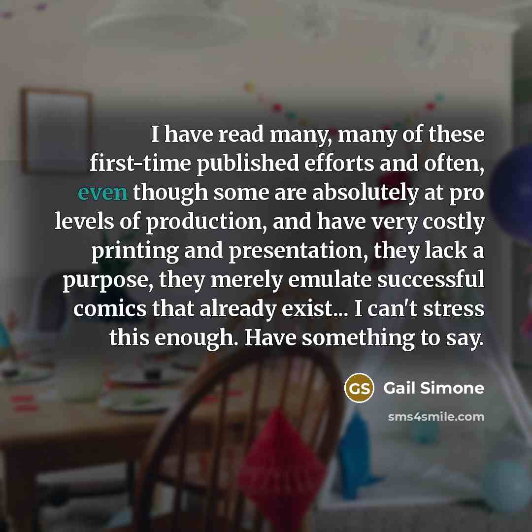 “I have read many, many of these first-time published efforts…” quote by Gail Simone