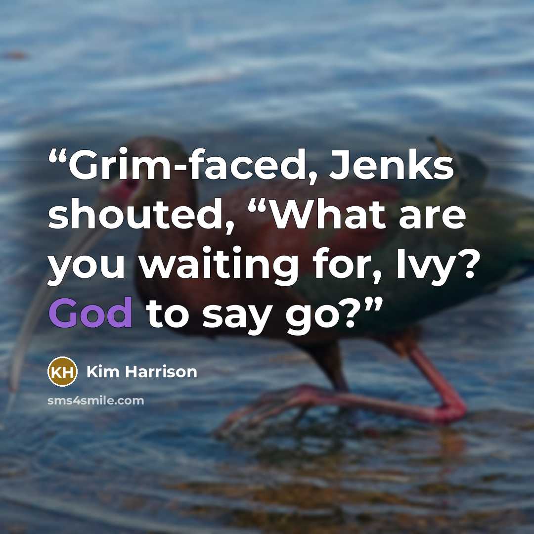 “Grim-faced, Jenks shouted, “What are you waiting for, Ivy? God to say go?” quote by Kim Harrison