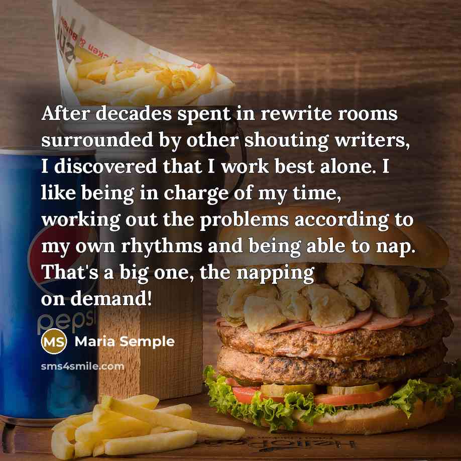 “After decades spent in rewrite rooms surrounded by other shouting…” quote by Maria Semple