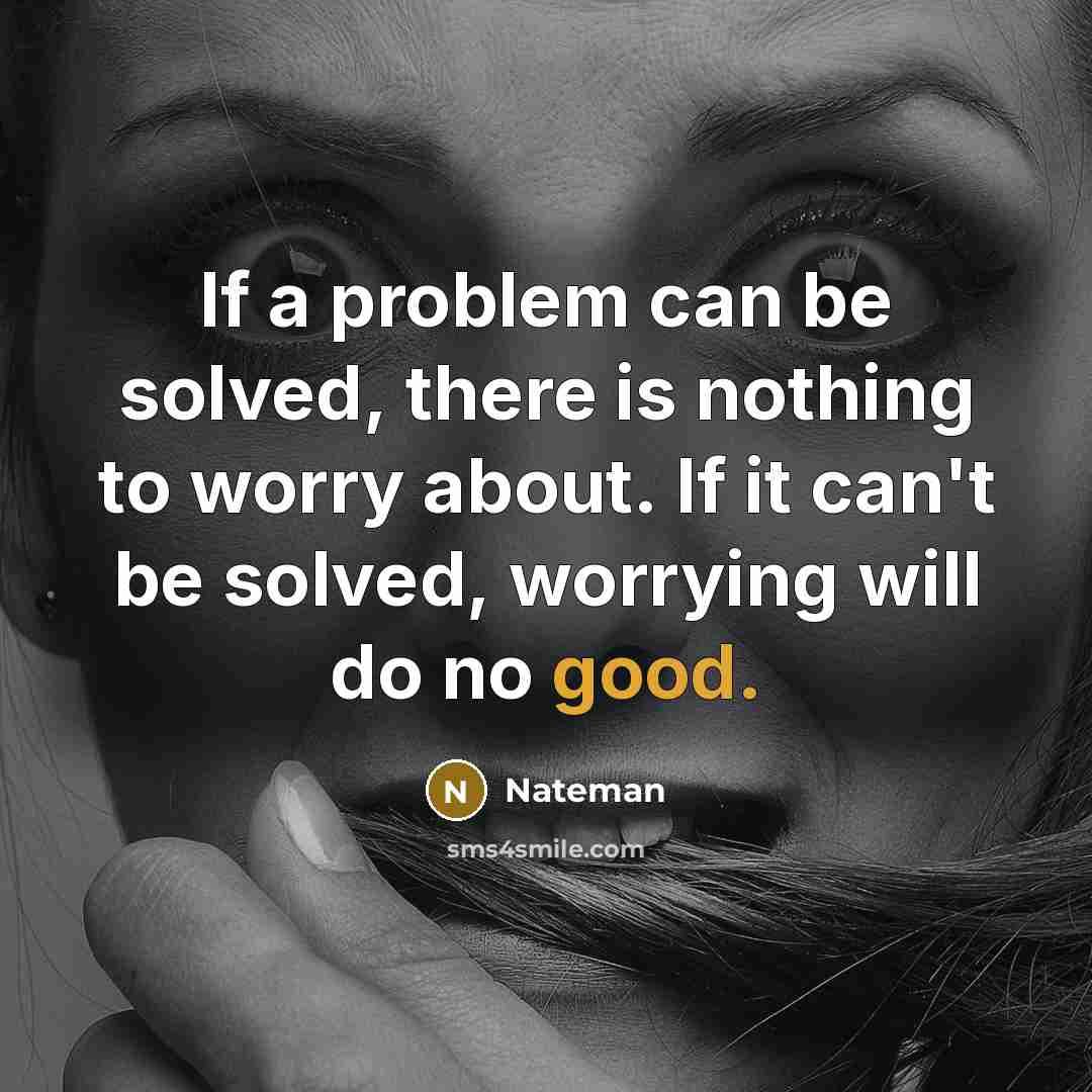 “If a problem can be solved, there is nothing to worry about. If it can't be solved, worrying will do no good.” quote by Nateman