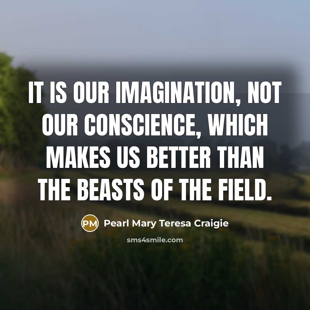 “It is our imagination, not our conscience, which makes us…” quote by Pearl Mary Teresa Craigie