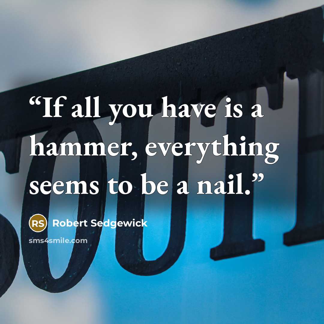 “If all you have is a hammer, everything seems to be a nail.” quote by Robert Sedgewick