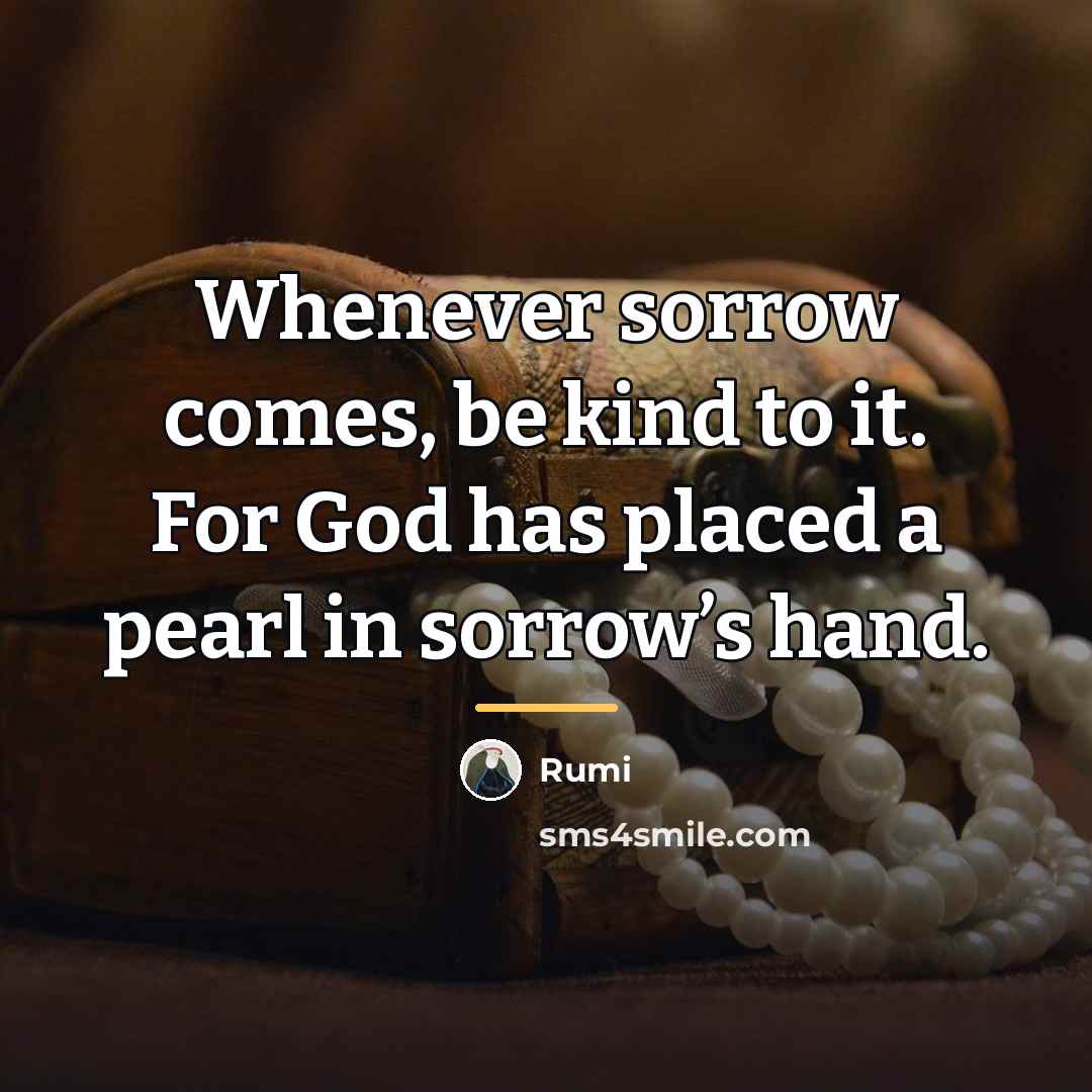 “Whenever sorrow comes, be kind to it. For God has…” quote by Rumi