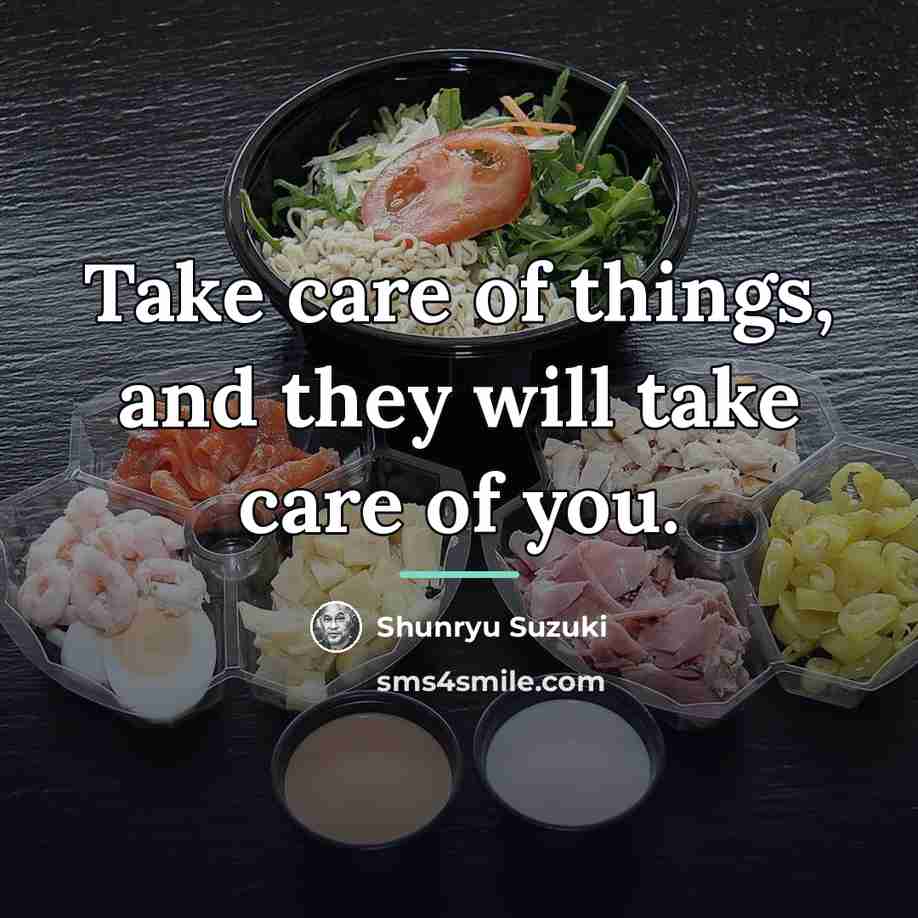 “Take care of things, and they will take care of…” quote by Shunryu Suzuki