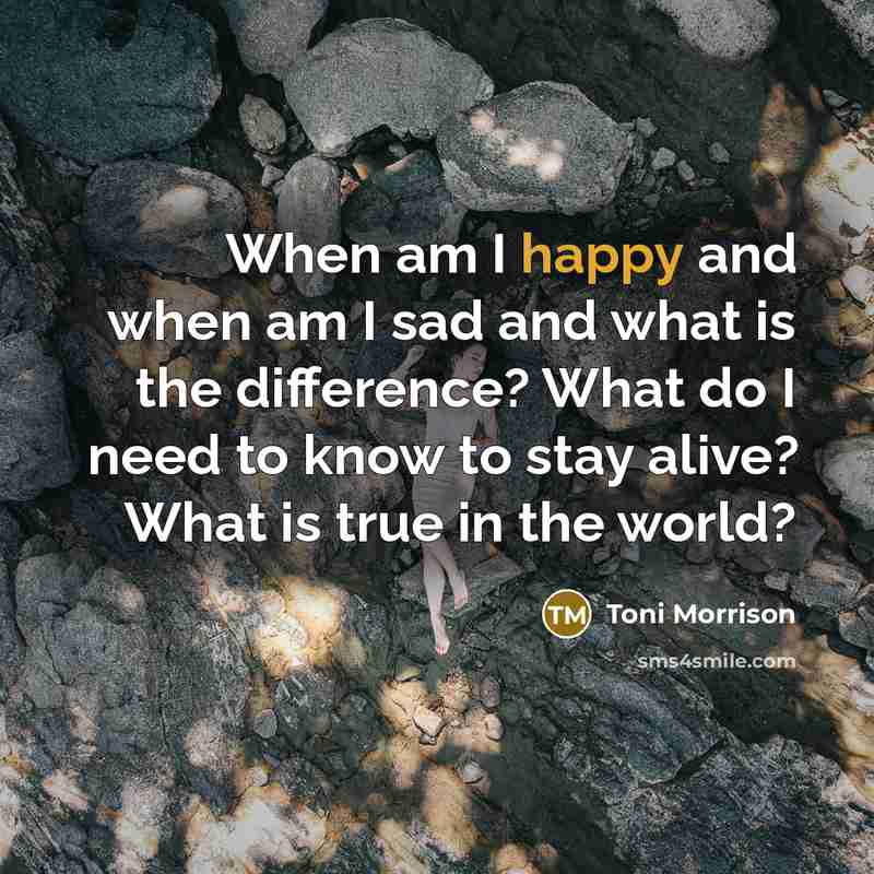 “When am I happy and when am I sad and…” quote by Toni Morrison