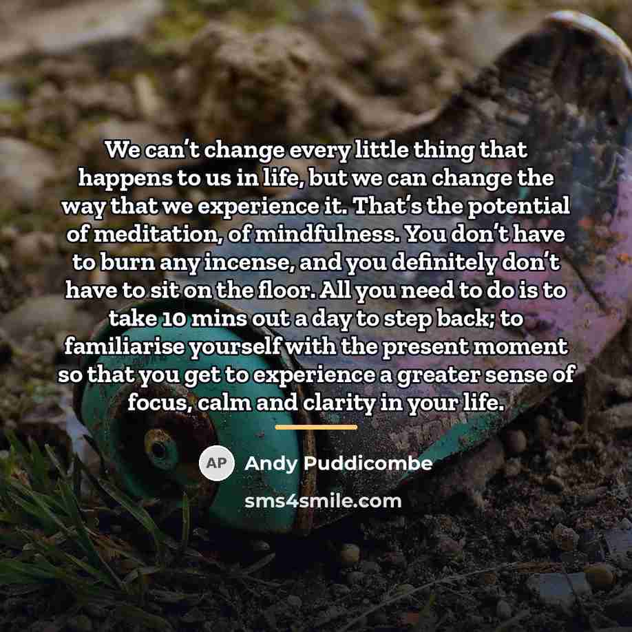 “We can’t change every little thing that happens to us…” quote by Andy Puddicombe
