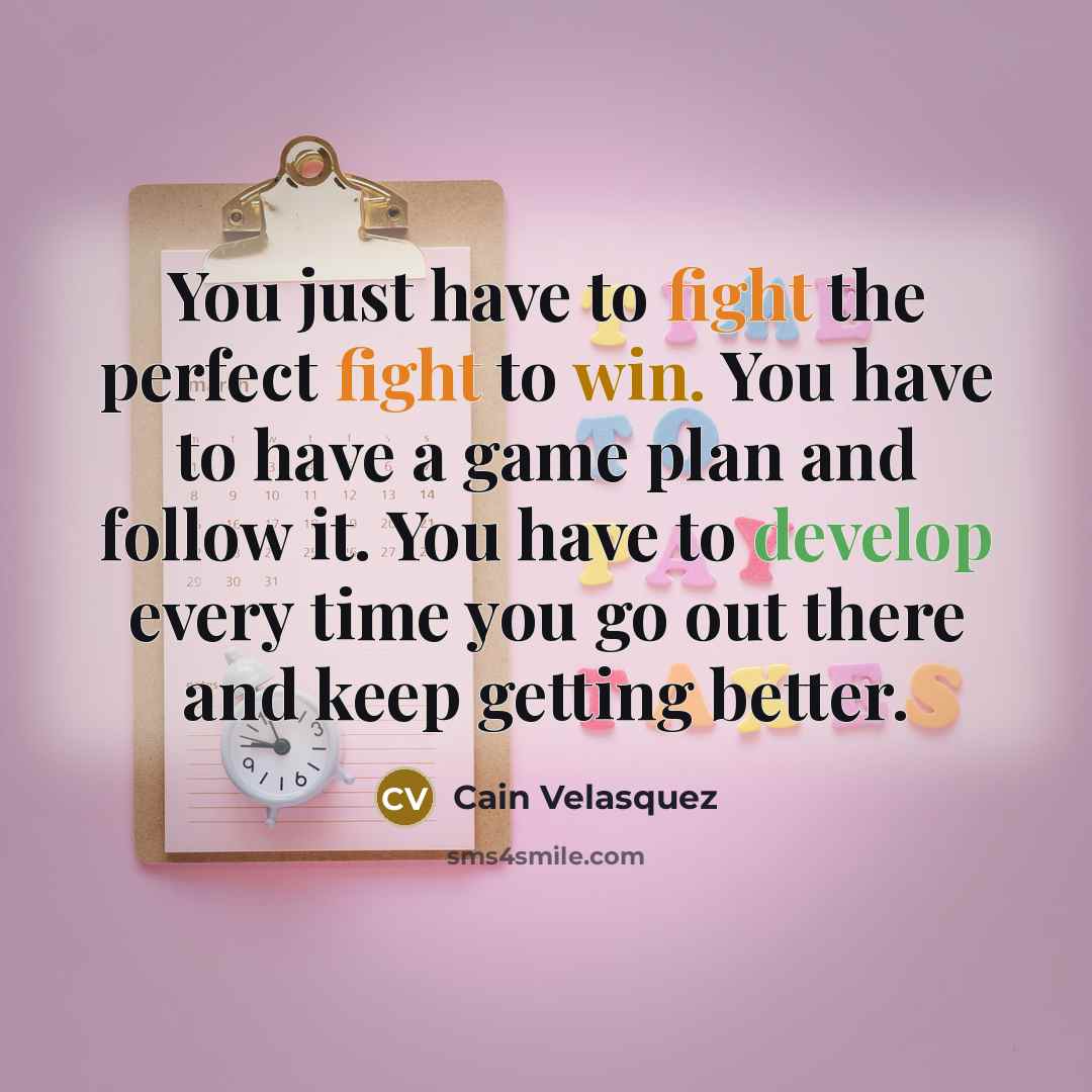 “You just have to fight the perfect fight to win.…” quote by Cain Velasquez