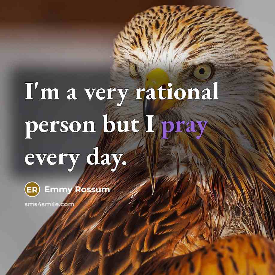 “I'm a very rational person but I pray every day.…” quote by Emmy Rossum