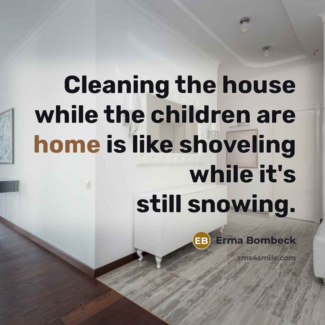 “Cleaning the house while the children are home is like…” quote by Erma Bombeck