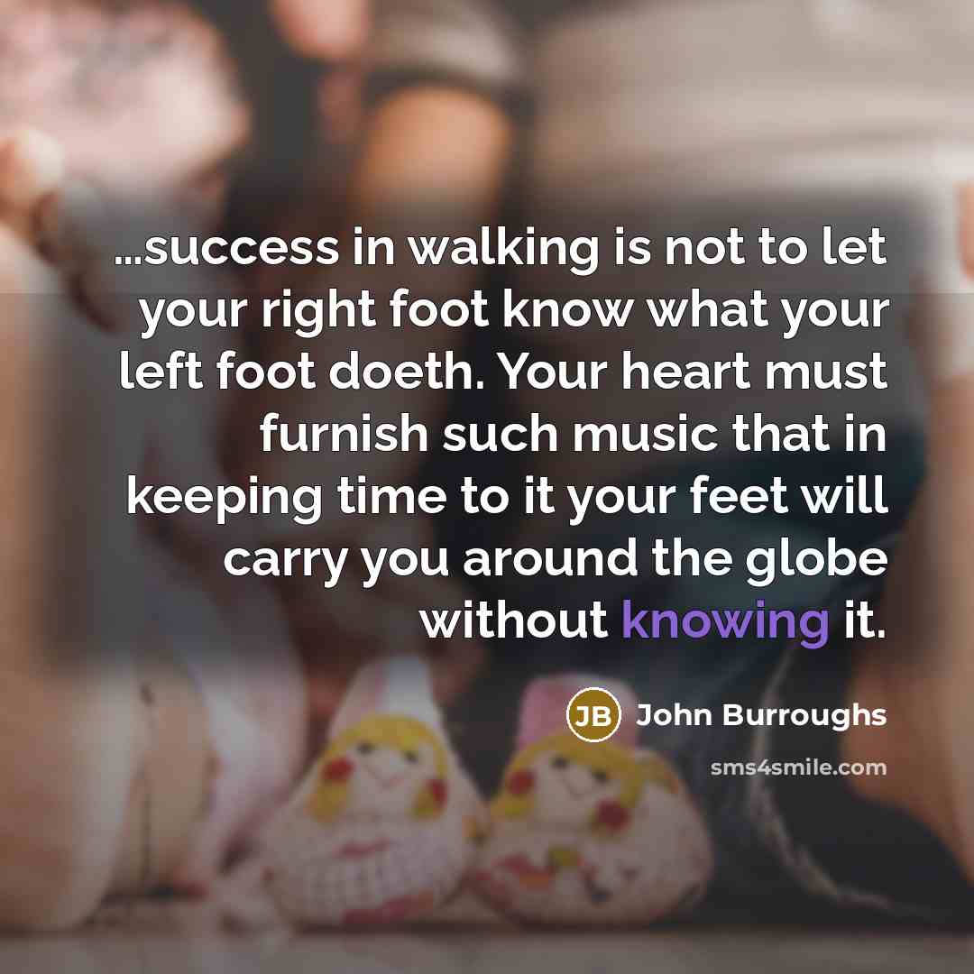 “....success in walking is not to let your right foot…” quote by John Burroughs