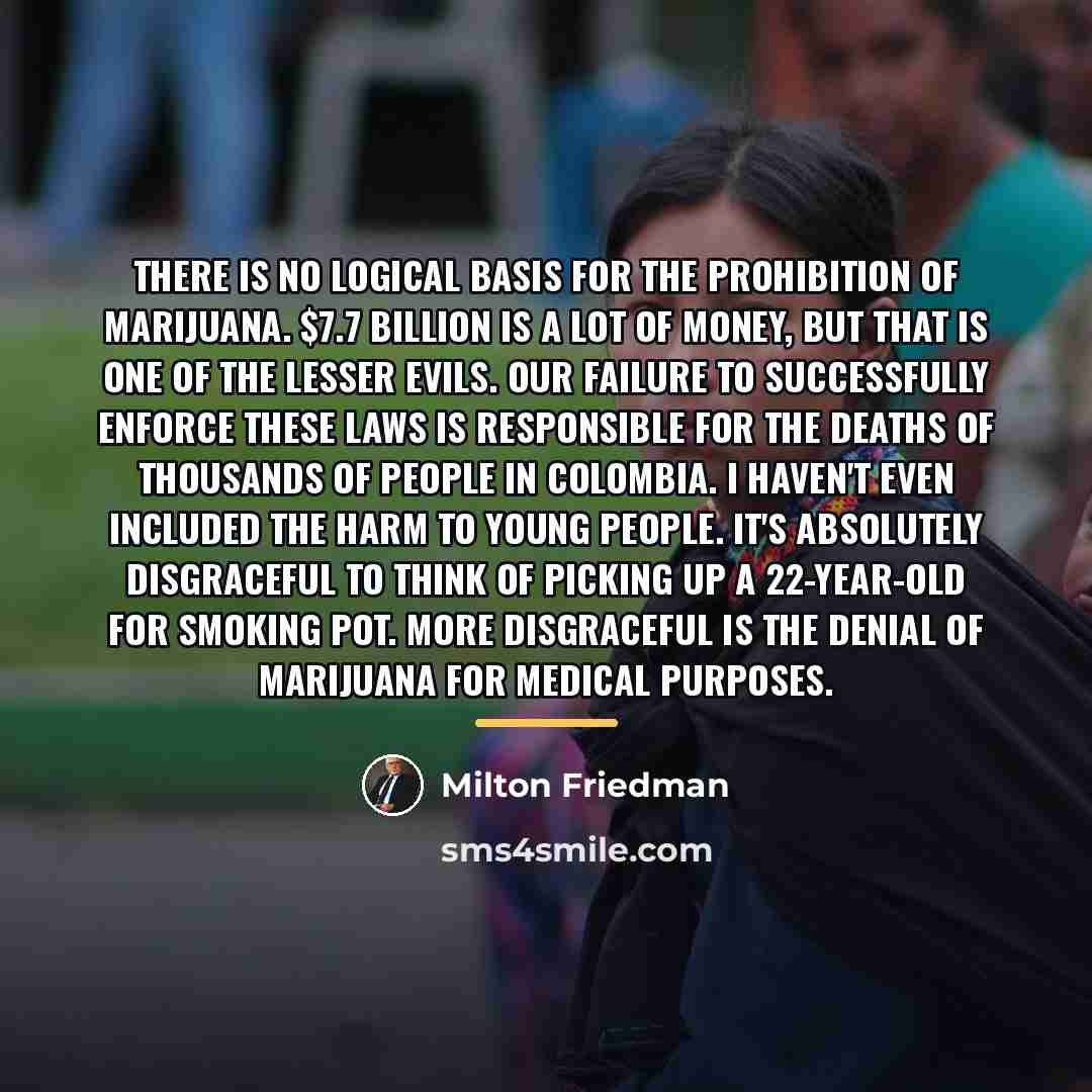 “There is no logical basis for the prohibition of marijuana.…” quote by Milton Friedman