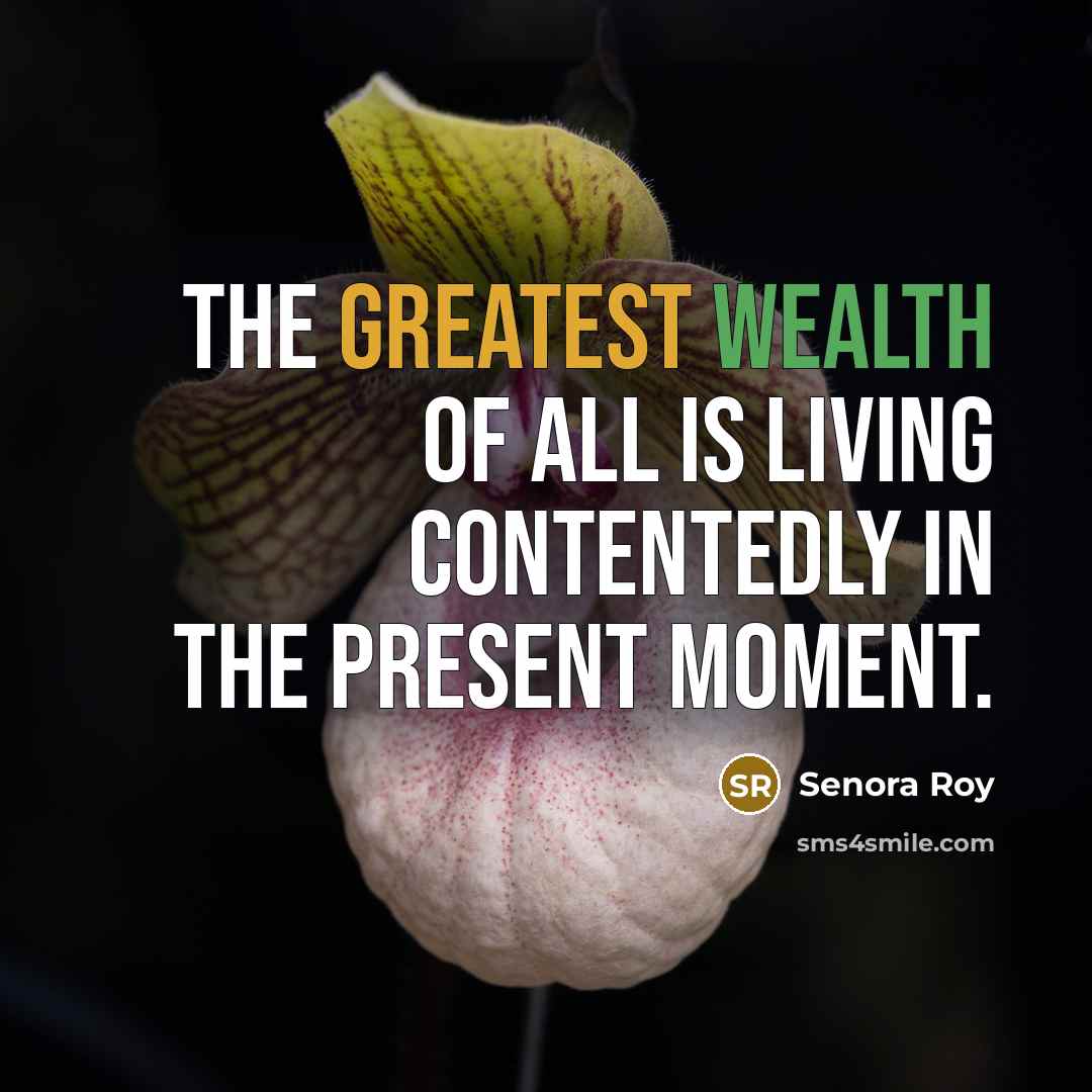 “The greatest wealth of all is living contentedly in the…” quote by Senora Roy