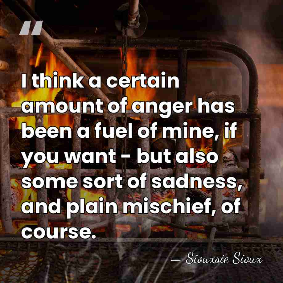 I think a certain amount of anger has been a fuel of&hellip; - Siouxsie Sioux