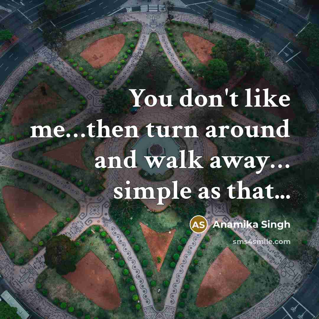 “You don't like me......then turn around and walk away..... simple…” quote by Anamika Singh