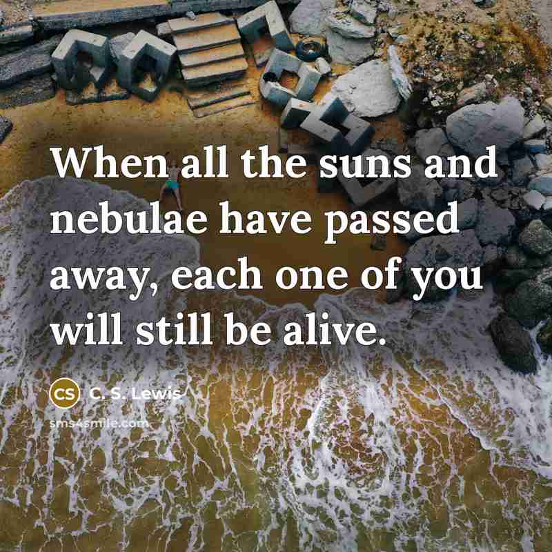 “When all the suns and nebulae have passed away, each…” quote by C. S. Lewis