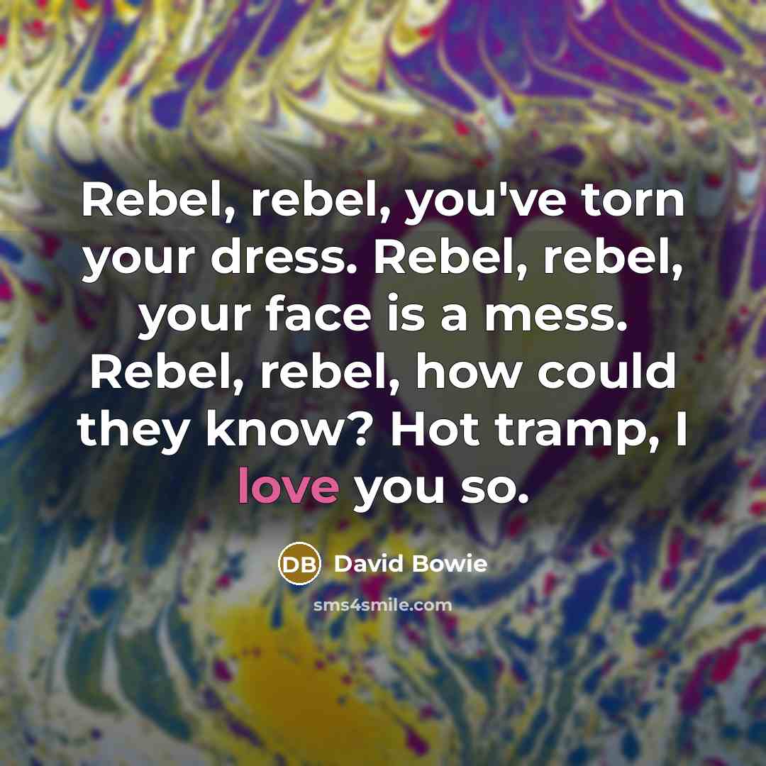 “Rebel, rebel, you've torn your dress. Rebel, rebel, your face…” quote by David Bowie