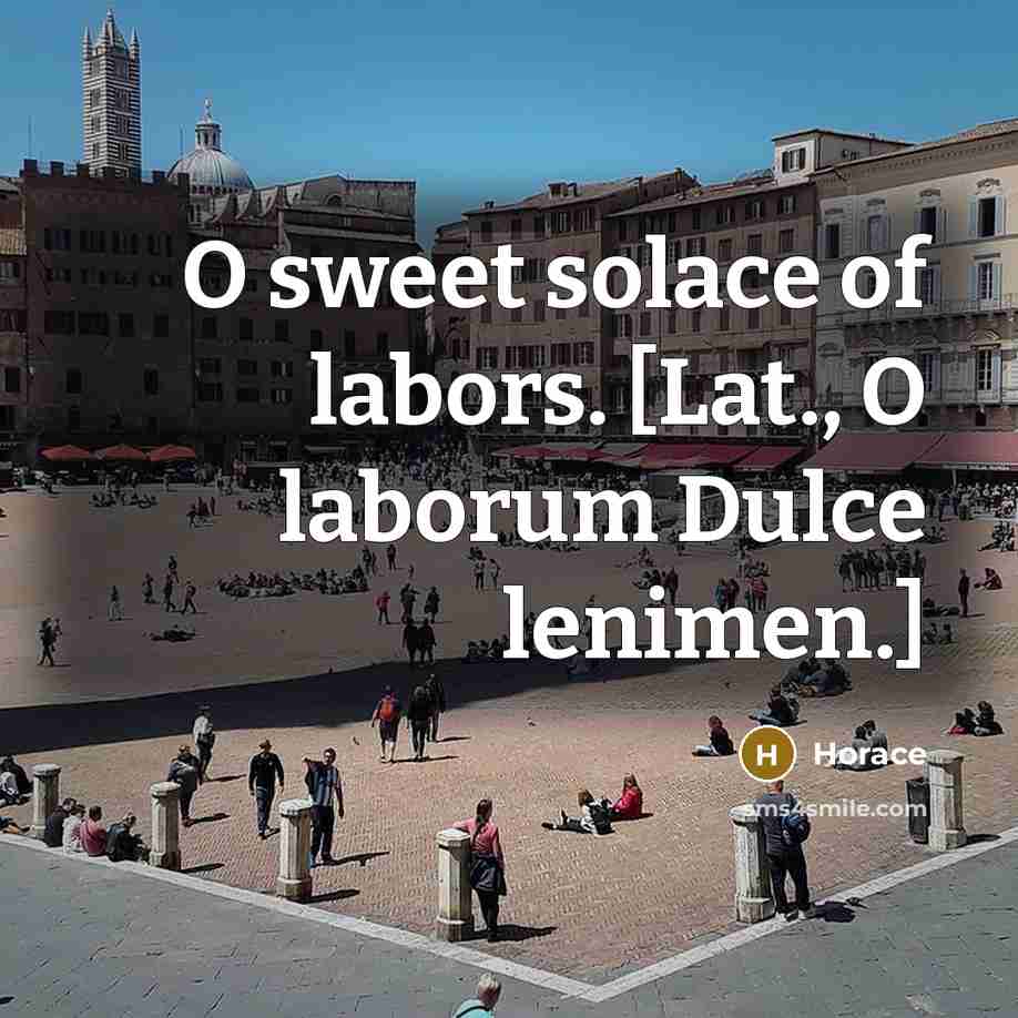 “O sweet solace of labors. [Lat., O laborum Dulce lenimen.]…” quote by Horace